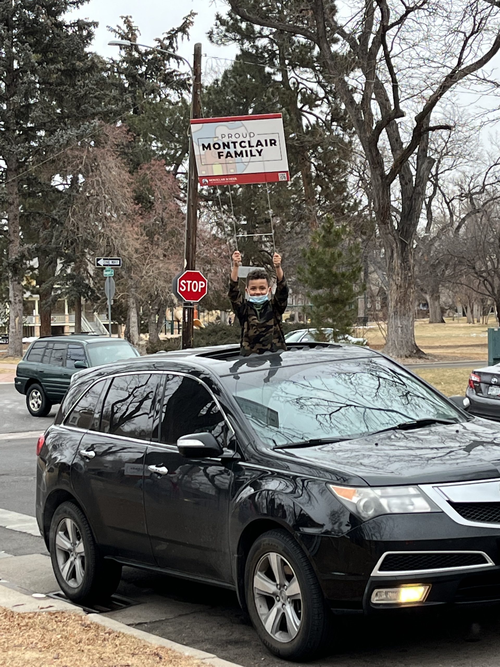 Student with sign